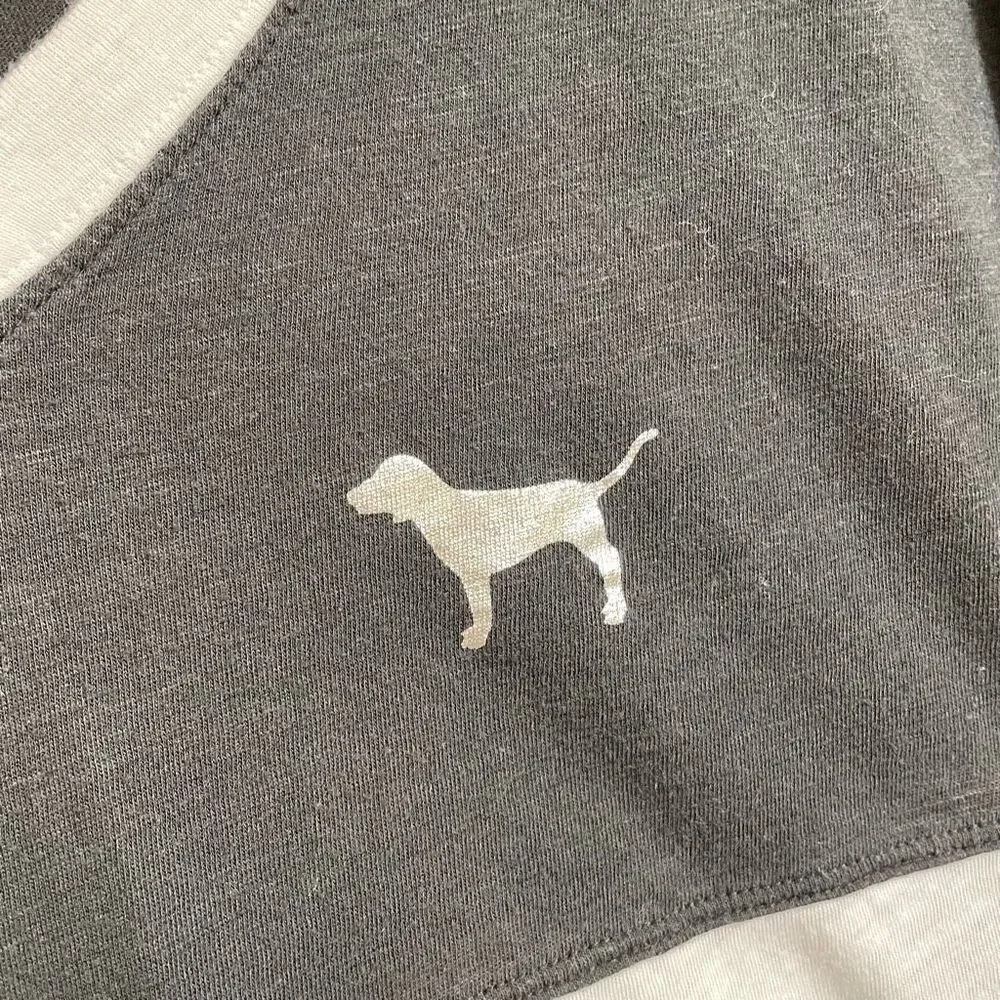 PINK Victorias Secret black/white rhinestone long sleeve t-shirt, S - Picture 3 of 6